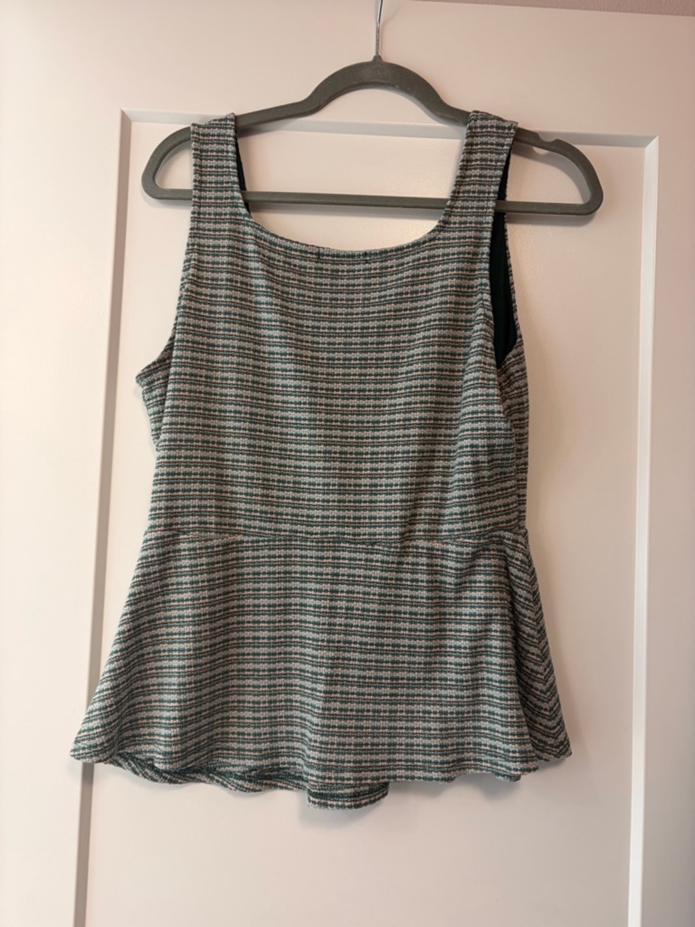 Kaileigh XL Multi-Color Peplum Tank Top - Green/Pink/Cream - Picture 4 of 4